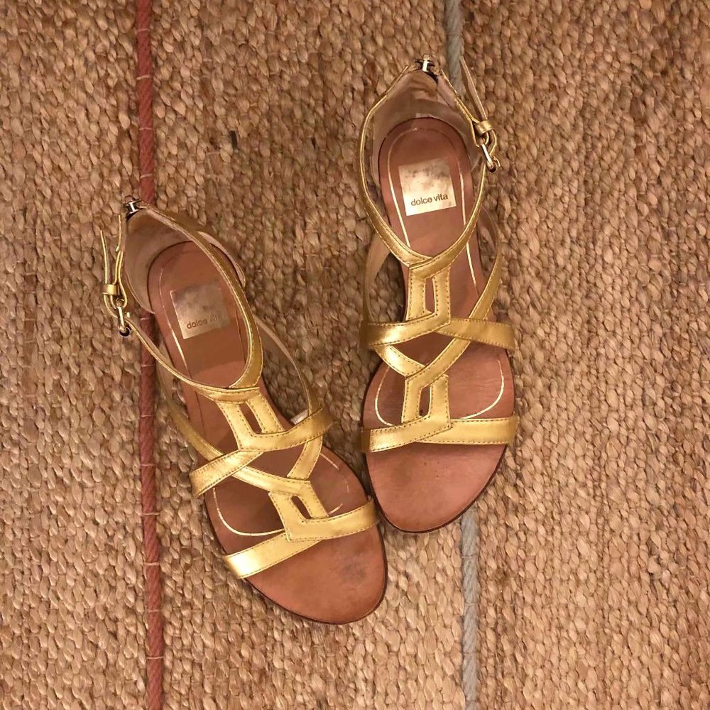 Women's Gold Gladiator Sandals Size 7.5